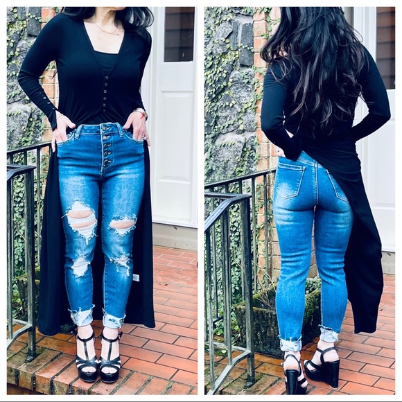 #08 - 80’S Chic 5 Button closure distressed skinny jeans - Picture 7 of 7